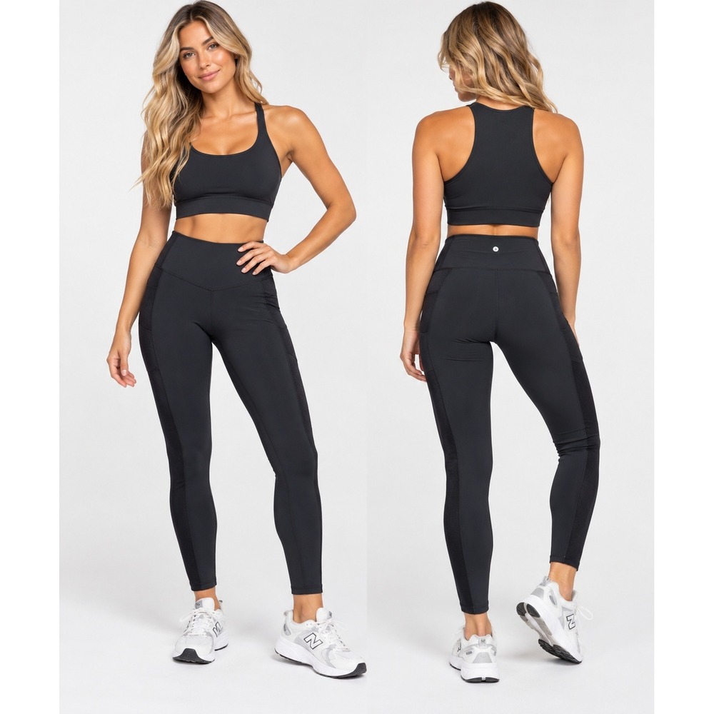 Halara Leggings Womens Large Black Softlyzero High Waisted Eyelet 7/8 Length